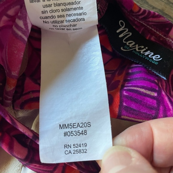 Maxine of Hollywood One Piece Swimsuit Retro Style Shirred Girl Leg Psychedelic - Picture 10 of 15